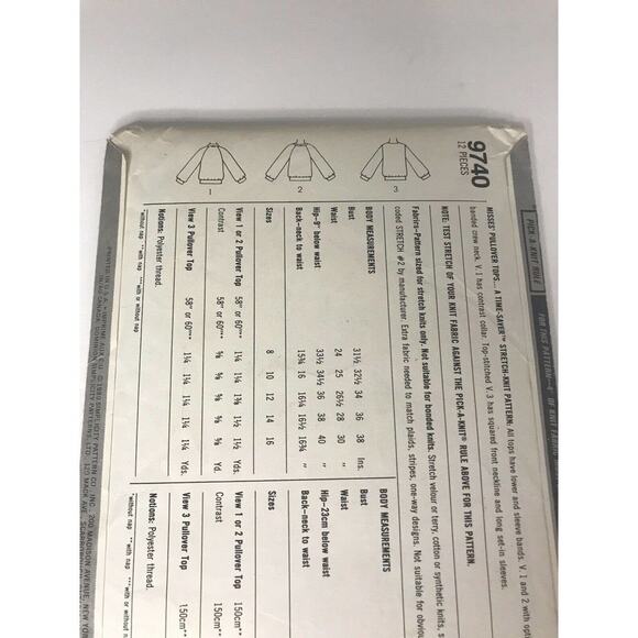 80s Simplicity 9740 Vintage Sweatshirt Pullover Sewing Pattern Size 14 Misses - Picture 3 of 6